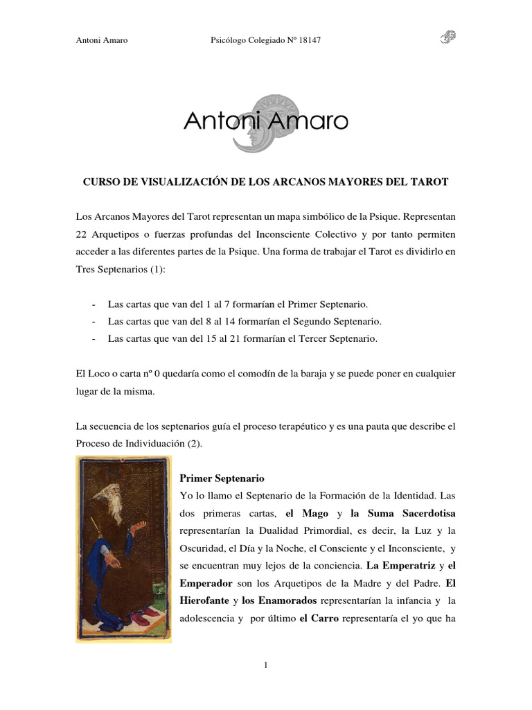 Curso de Visualización de Los Arcanos Mayores Del Tarot | PDF
