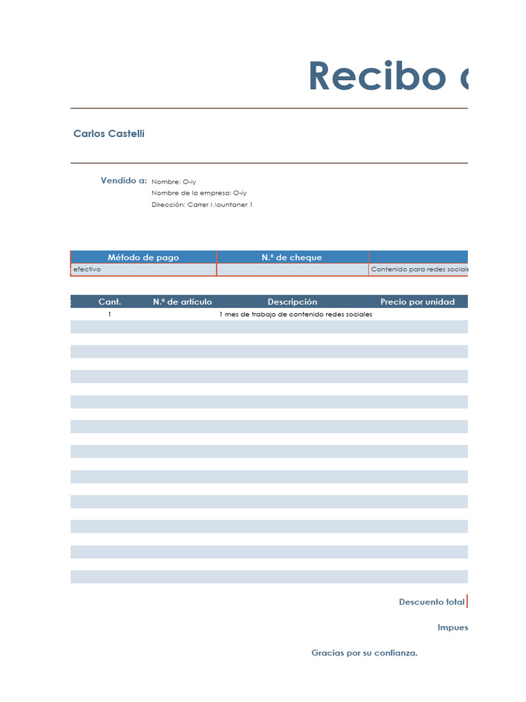 O-Iy 19 de Marzo - XLTX - Recibo de Ventas | PDF | Informática ...