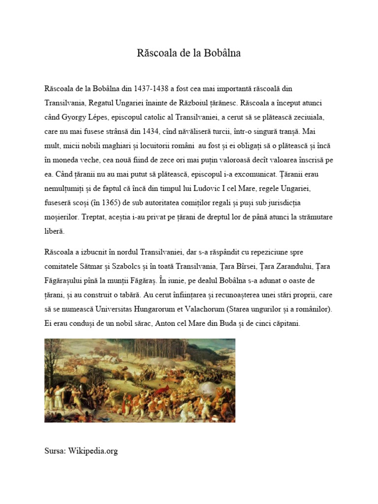 Răscoala de La Bobâlna | PDF