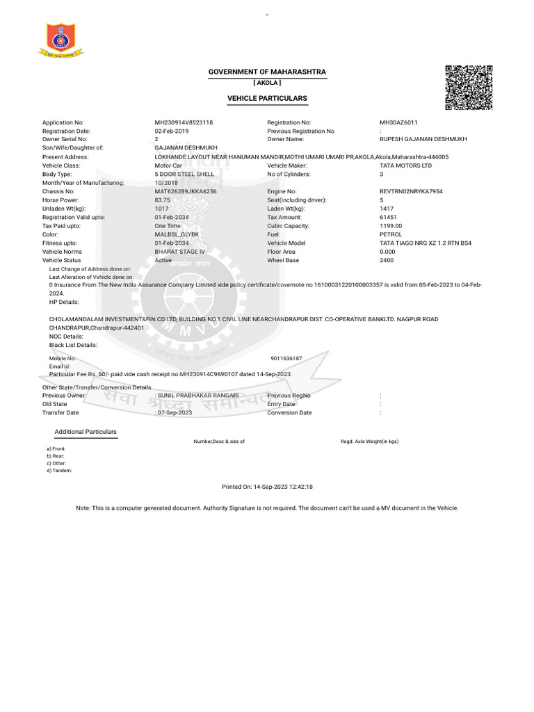 Maharashtra Vehicle Registration Details | PDF | Car Body Styles ...