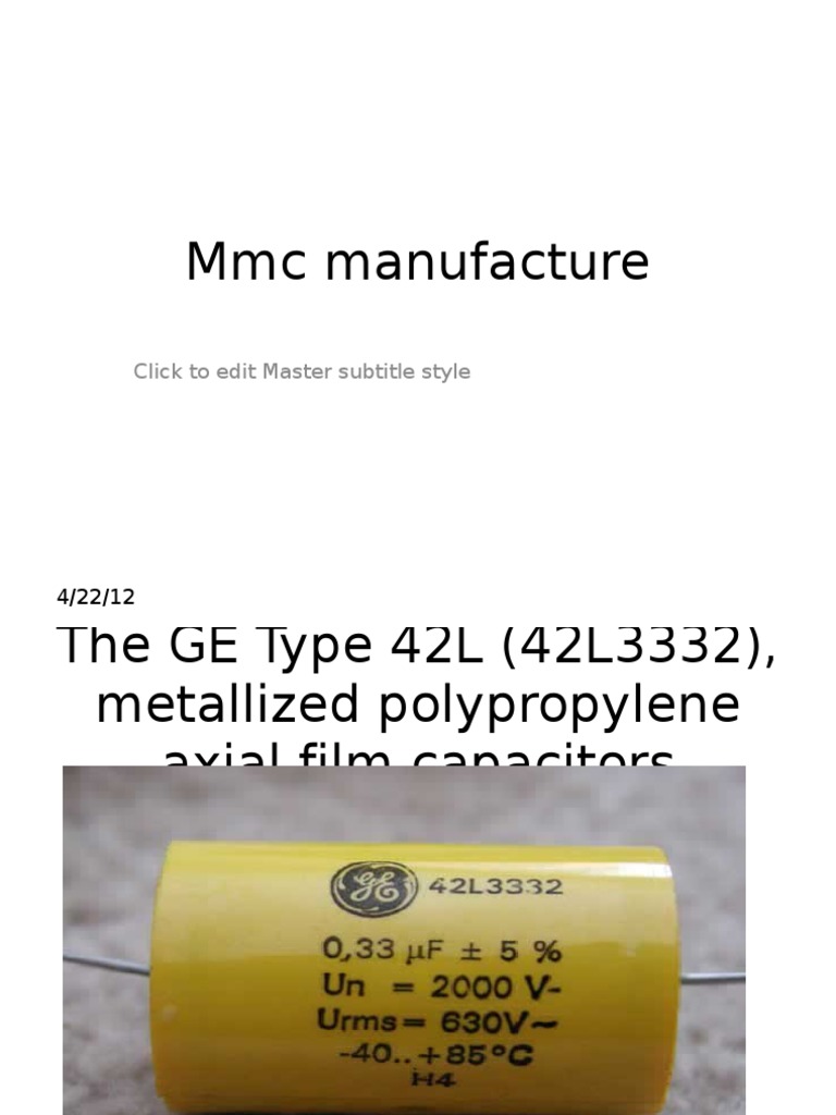 MMC Manufacture: Click To Edit Master Subtitle Style | PDF | Volt ...