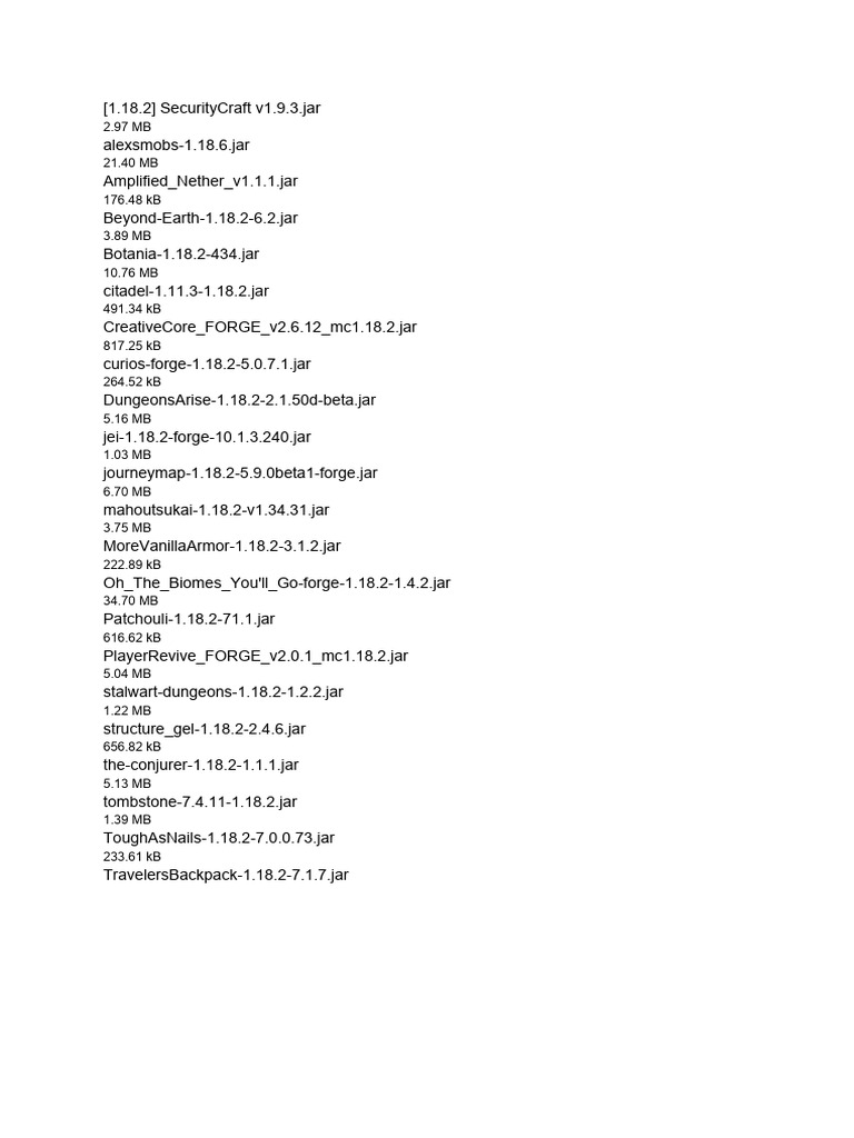 Minecraft 1.18.2 Mod List | PDF
