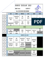 Horario Escolar 2023: Grado: Tercero Sección: "A" Tutor: Flor Dayanee Isidro Mamani