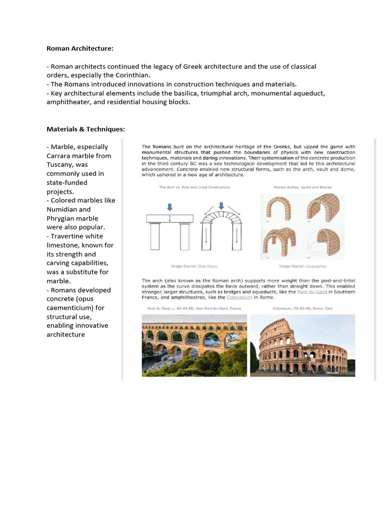 Roman Architecture: Innovations & Key Elements | PDF | Roman Empire ...