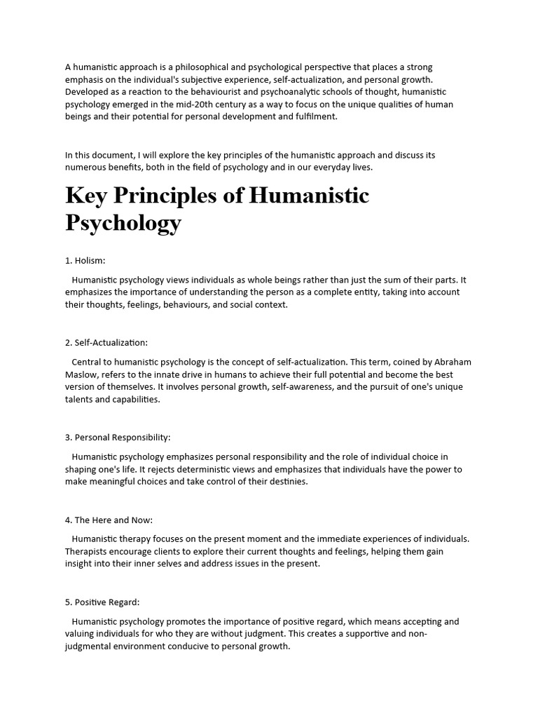 A Humanistic Approach Overview PDF