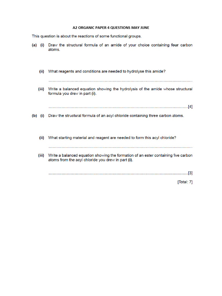 A2 Organic Paper 4 Questions Archive | PDF