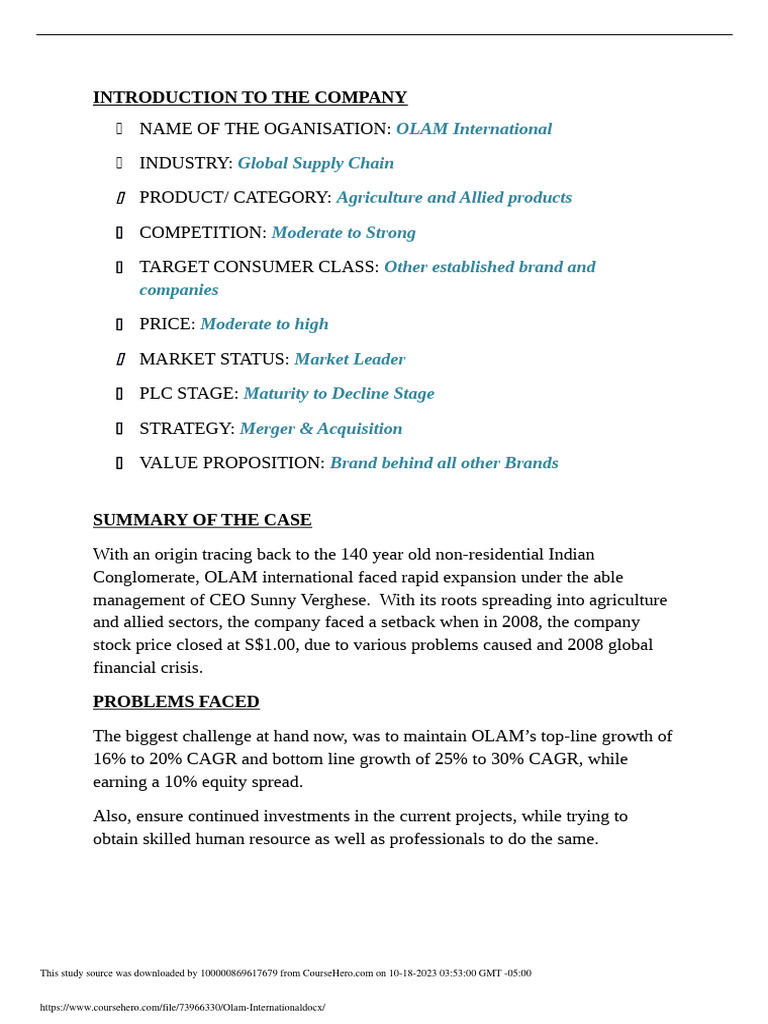 Olam International | PDF