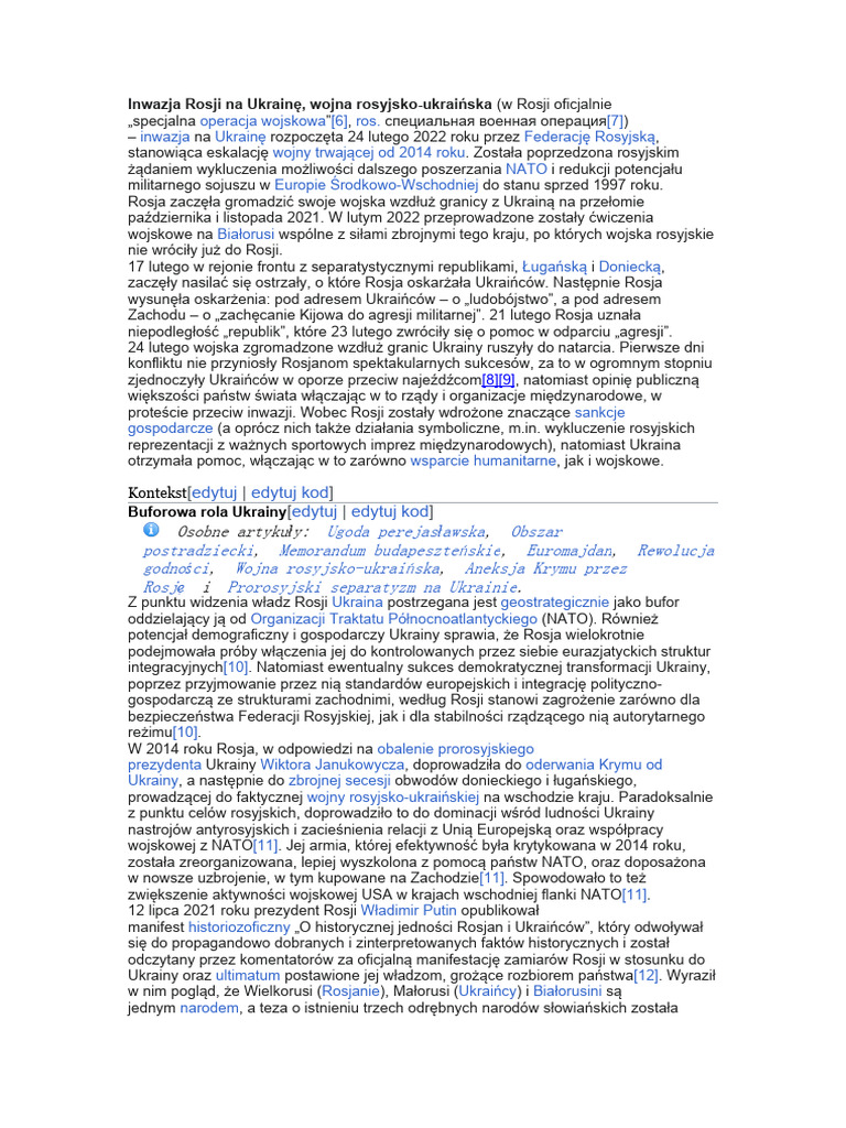 Inwazja Rosji Na Ukrainę | PDF