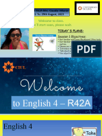 Welcome To Class. We LL Start Soon, Please Wait: English 4 R42A Mrs. Claudia Villarán Session 1: Tu. 29th August, 2023