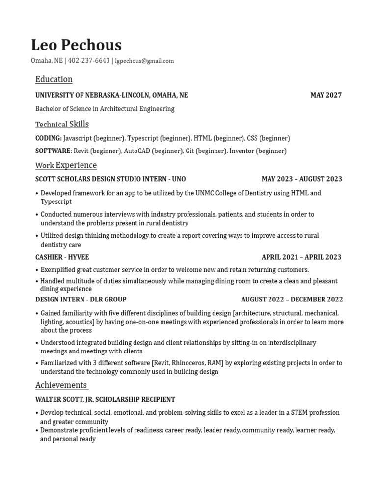 Architectural Engineering Student Profile | PDF | Business | Computers