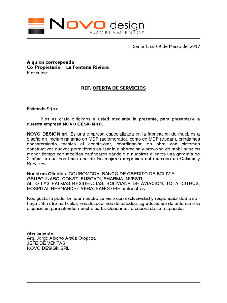 Carta y brochure novo design srl pdf