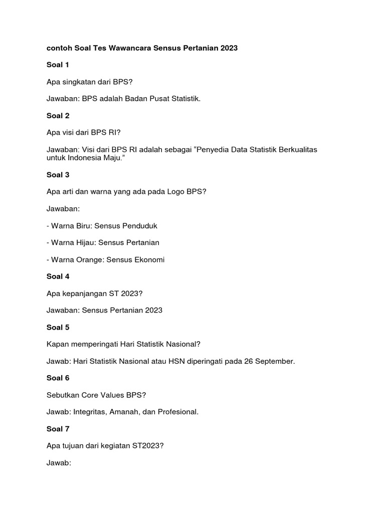 Wawancara Kerja Pertanian