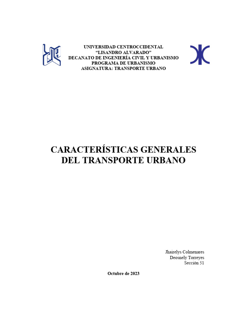 Características del Transporte Urbano | PDF | Transporte | Peatonal
