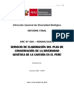 Servicio de Elaboración Del Plan de Conservación de La Diversidad Genética de La Castaña en El Perú