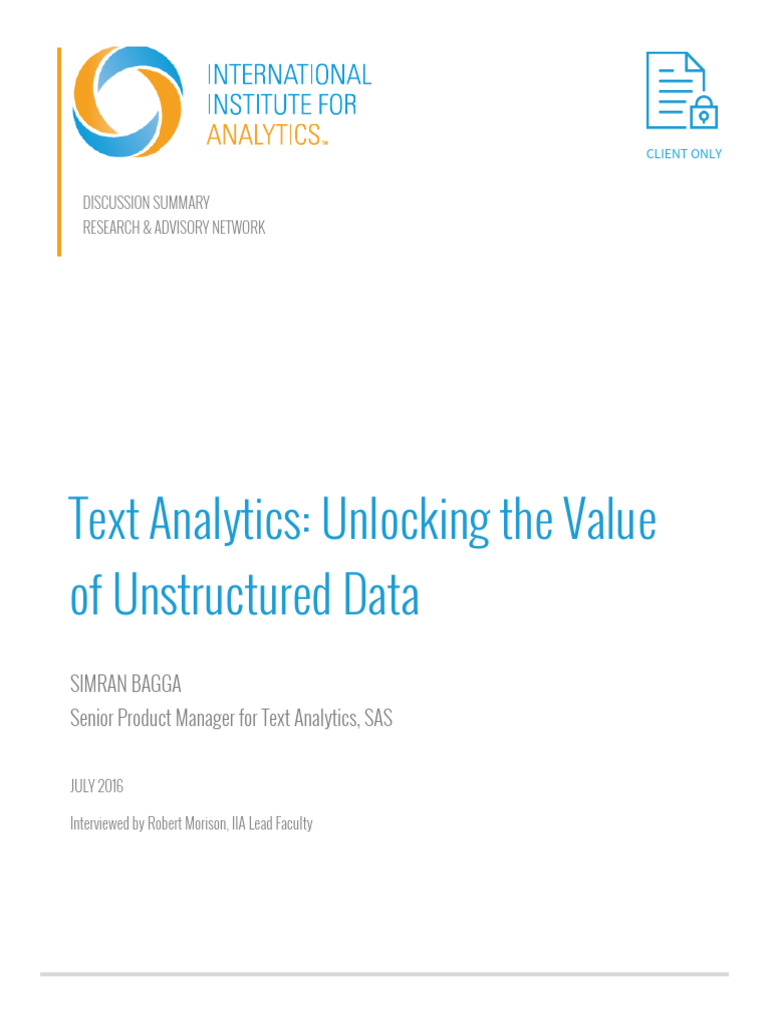 Iia Text Analytics Unlocking Value Unstructured Data 108443 (2508 ...