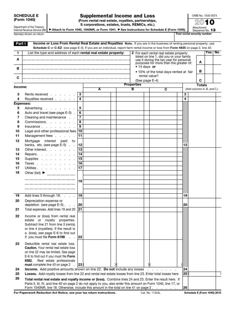 Schedule E: Supplemental Income Form | PDF | S Corporation | Government ...