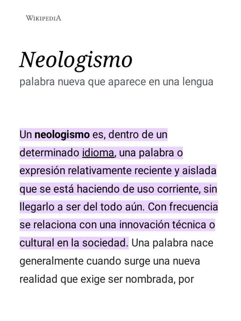 Neologismos: Definición y Tipos | PDF | Lexicografía | Vocabulario