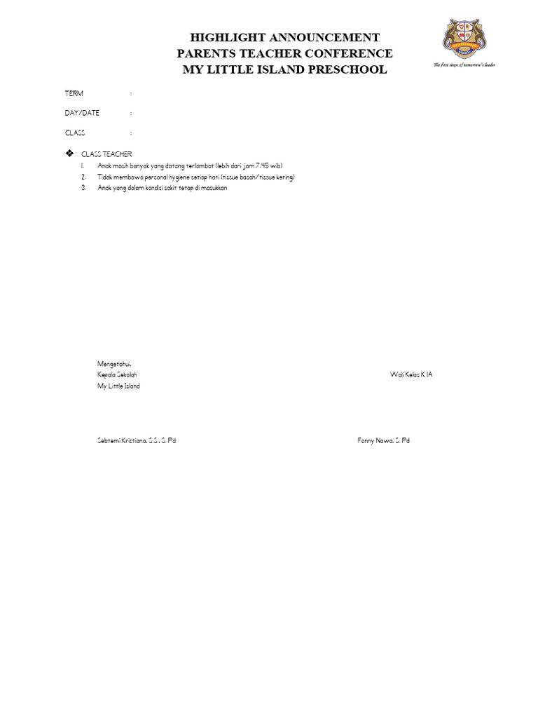 Highlight Parents Teacher Conference Term 1 2023-2024 | PDF | Kesehatan ...