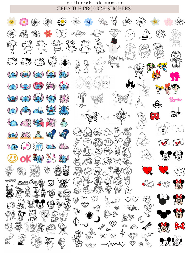 Plantillas para crear stickers de uñas | PDF