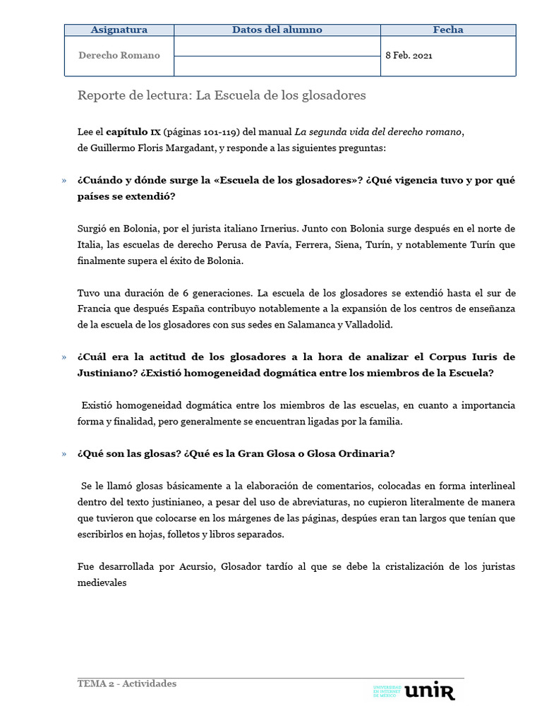 La Escuela de los Glosadores y Irnerio | PDF
