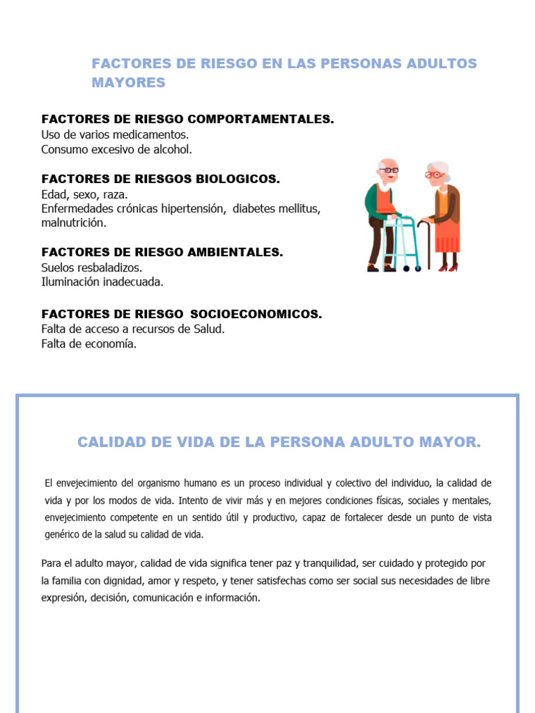 Riesgos y Calidad de Vida en Adultos Mayores | PDF