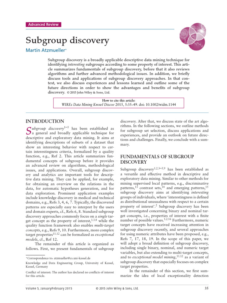Subgroup Discovery PDF Causality Regression Analysis