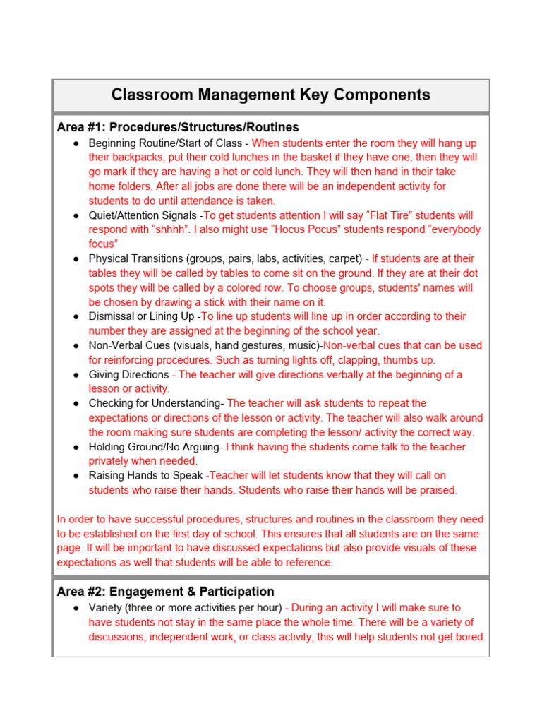 Dylan Martin Classroom Management Key Components PDF