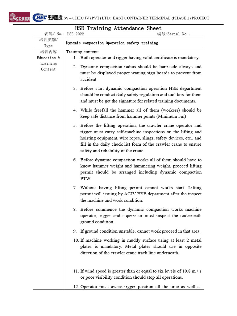 Dynamic Compaction Safety Training Guide | PDF | Technology & Engineering