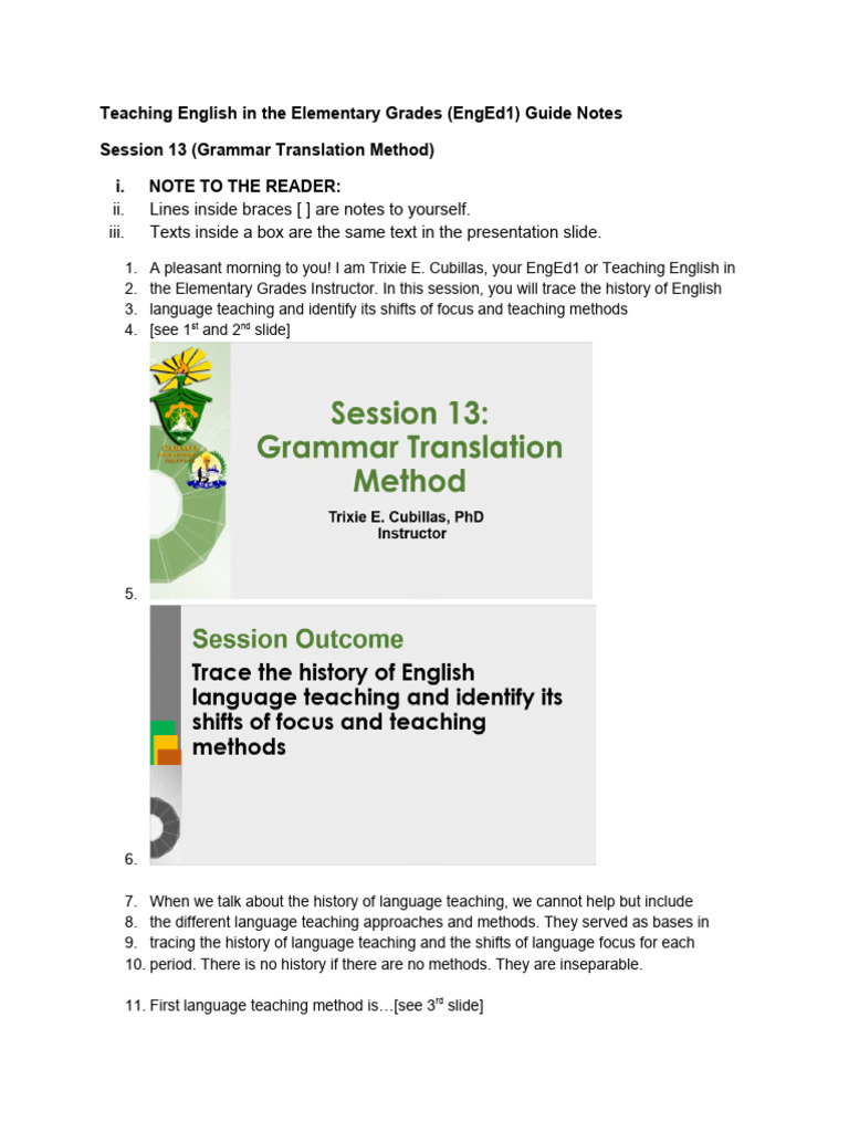 EngEd1Session 13 (Grammar Translation) PDF Language Education