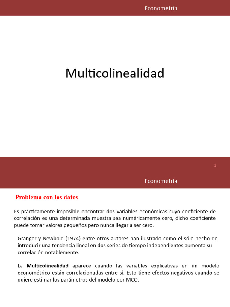 Multicolinealidad | PDF | Econometría | Multicolinealidad
