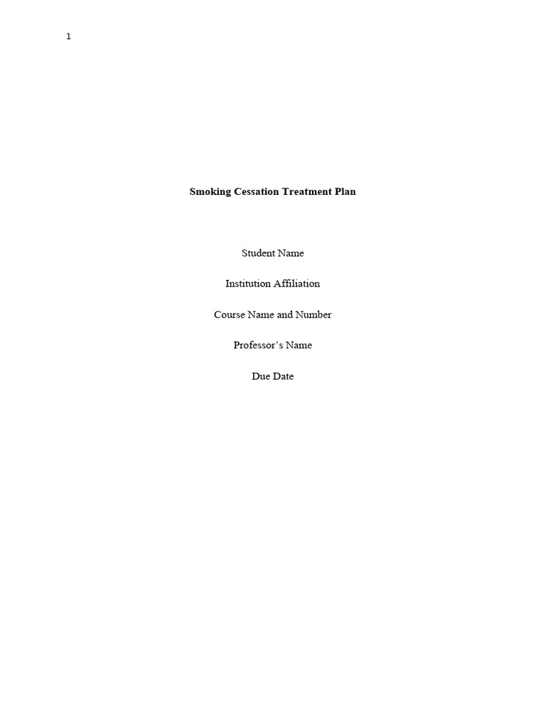 Tobacco Cessation Treatment Plan PDF