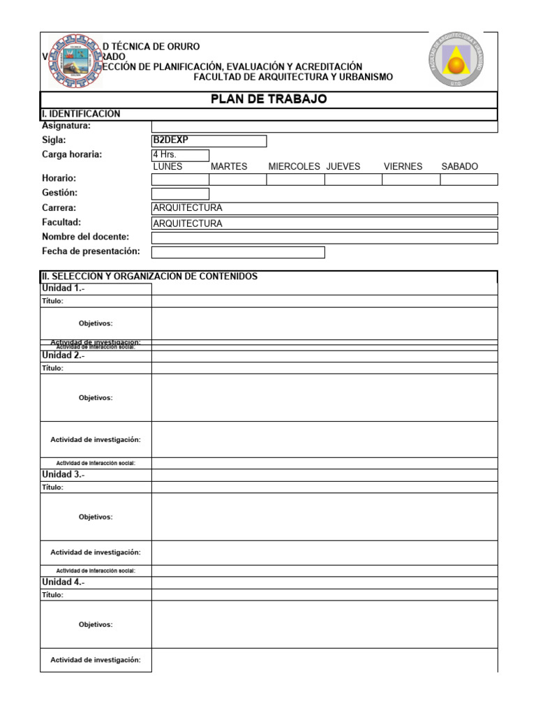 Formato Para Plan de Trabajo Docente | PDF | Evaluación | Aprendizaje