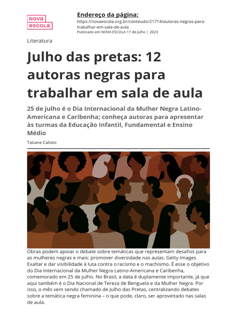 Autoras Negras para Sala de Aula | PDF