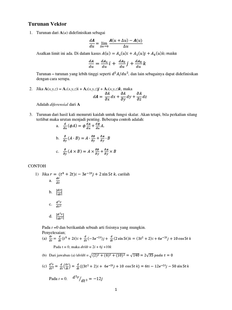 Turunan Vektor | PDF
