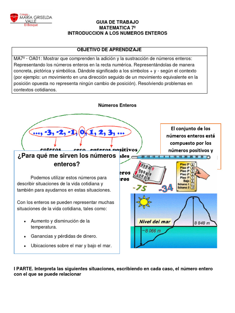 7 Básico Matemática Guía Iii Pdf Entero Matemáticas