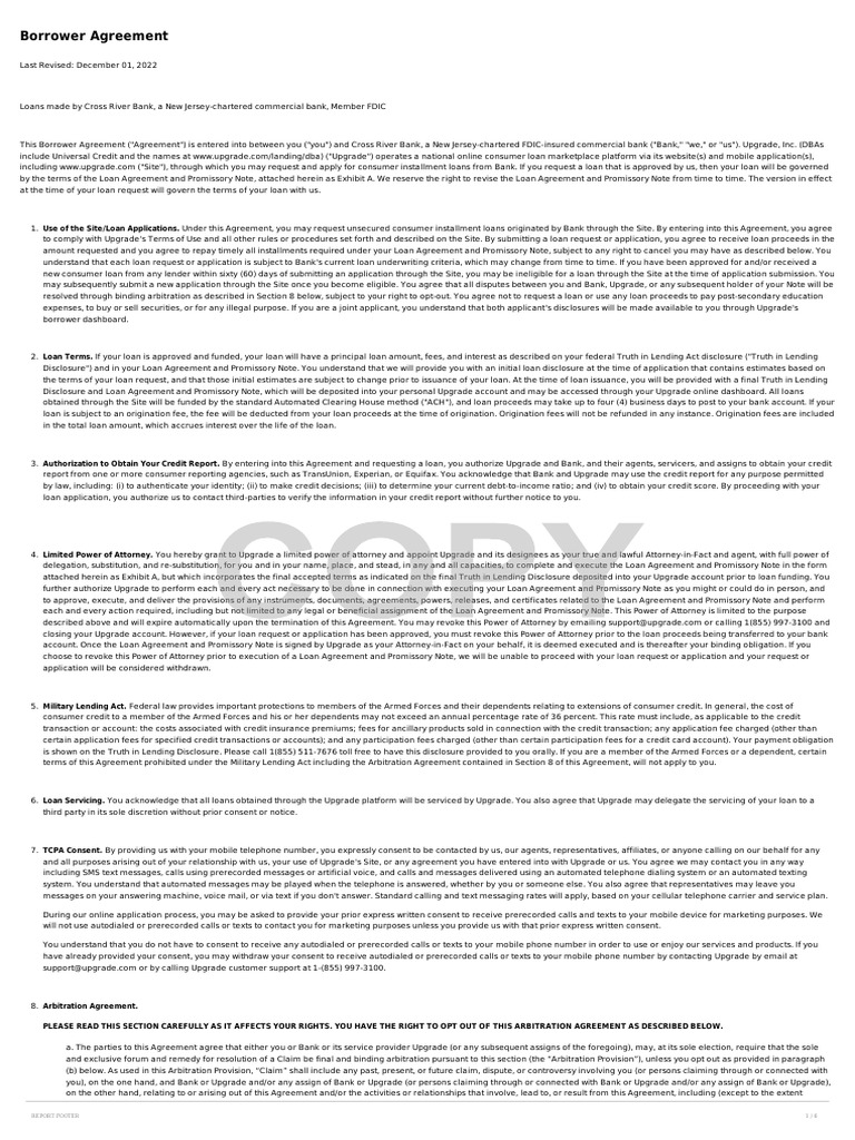 Borrower Agreement | PDF