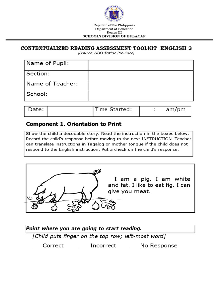 Reading Assessment Tool
