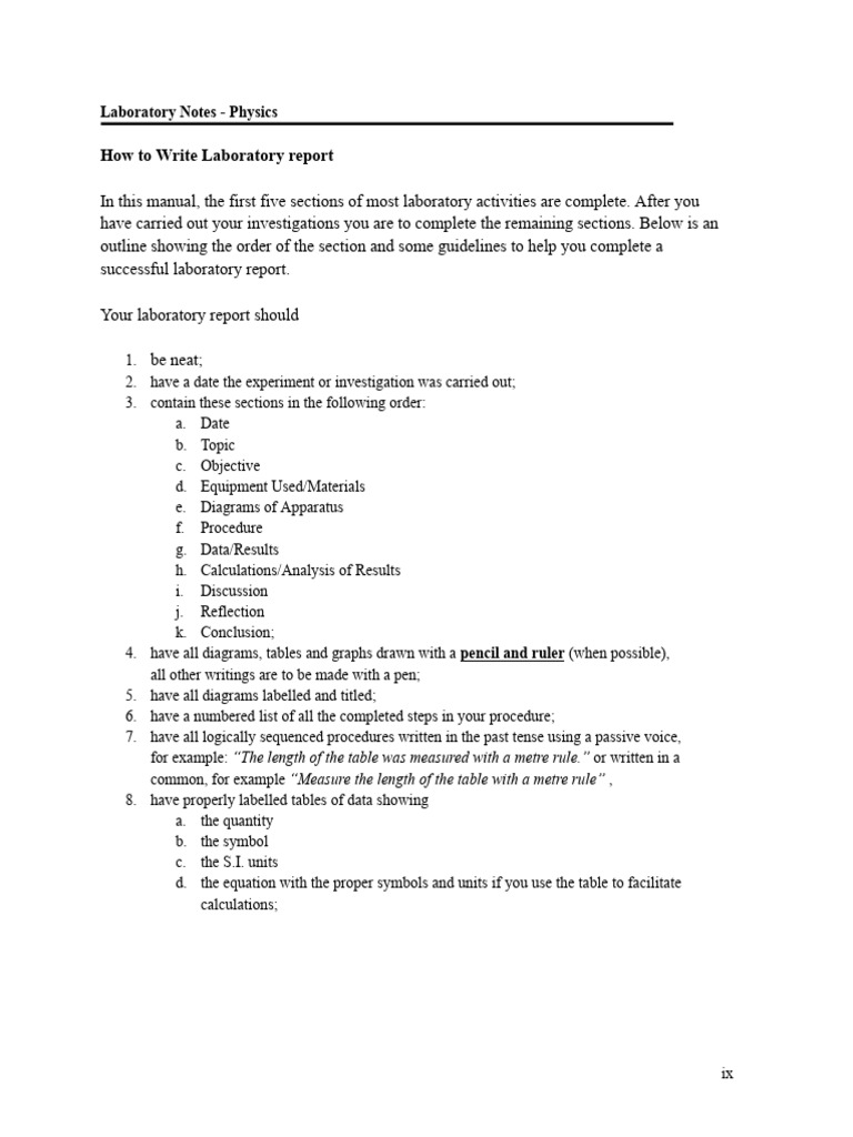 How To Write Labortory Report - Physics | PDF