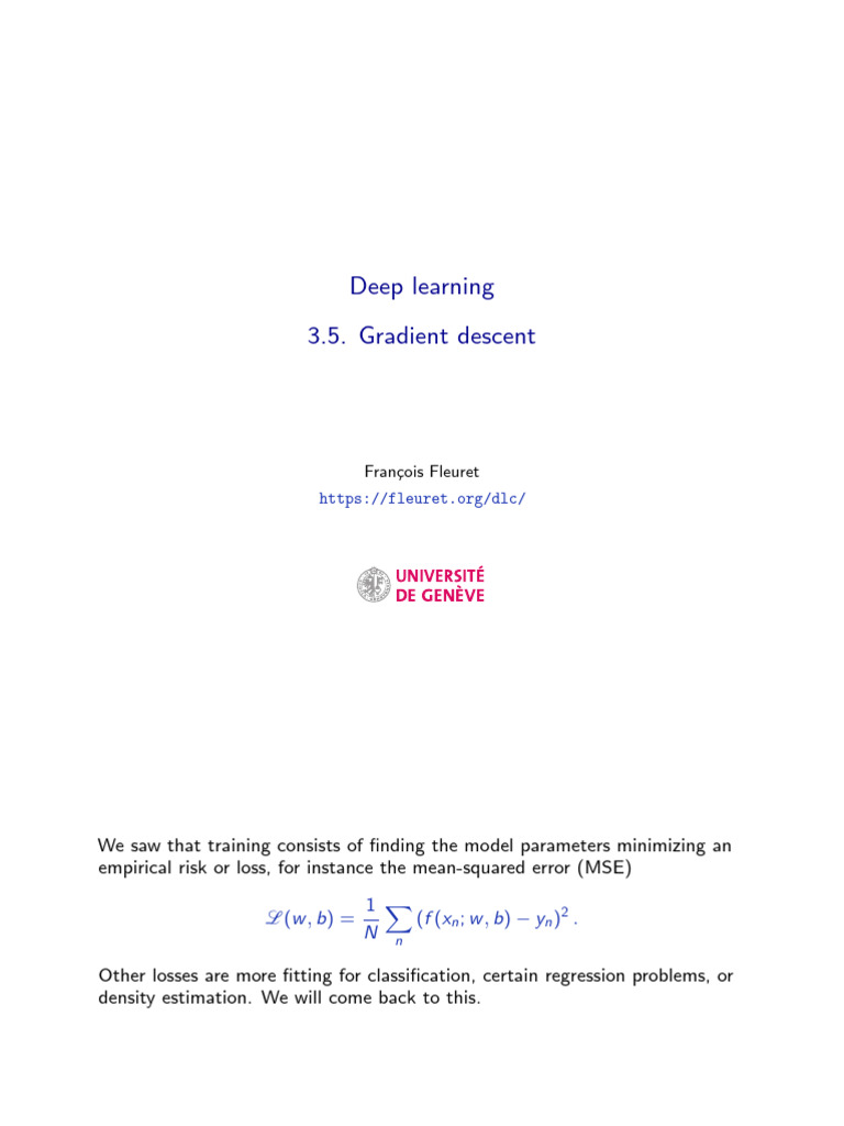 Gradient Descent in Deep Learning | PDF | Mean Squared Error | Teaching ...