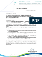 Carta de Garantía Contactor Eléctrico - Hospital Sergio Bernales