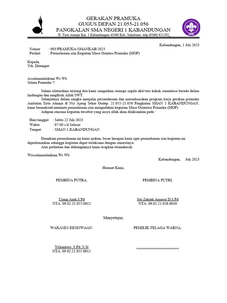 Surat permohonan izin ke telaga warna pdf