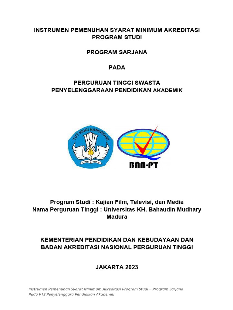 Instrumen Pemenuhan Syarat Minimum Akreditasi Program Studi Ilkom Pdf