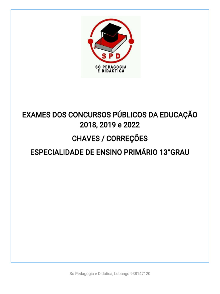PROVAS CORRIGIDAS ESPECIALIDADE DE ENSINO PRIMÁRIO _025732 | PDF