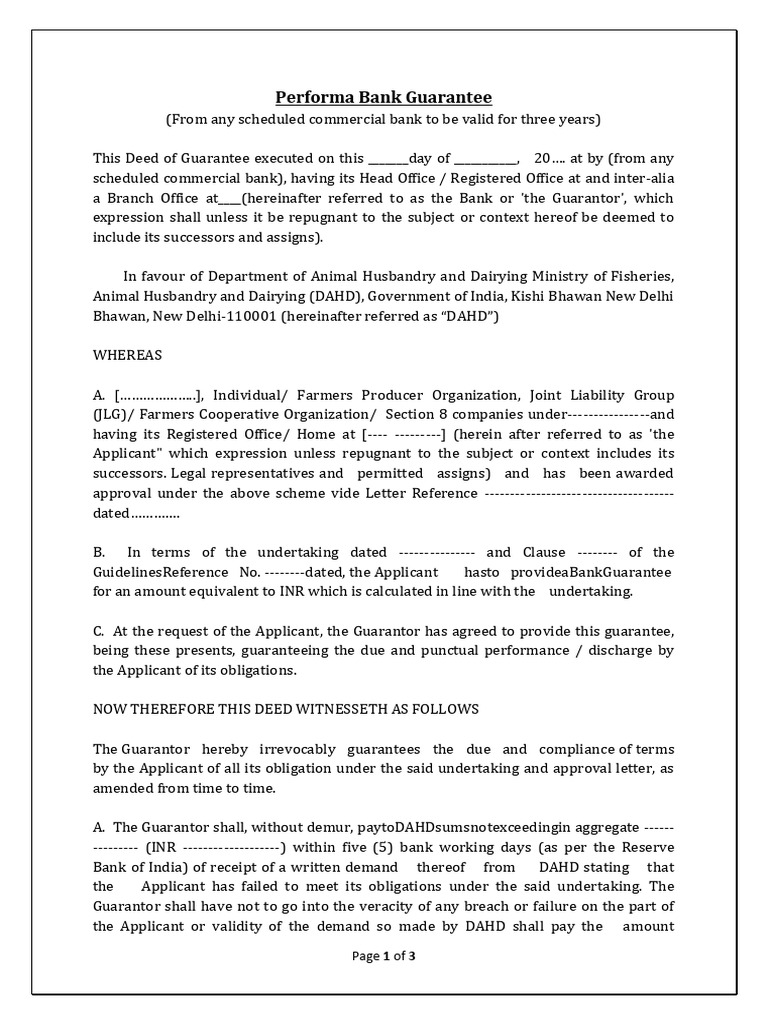 Guarantee PDF Surety Legal Documents
