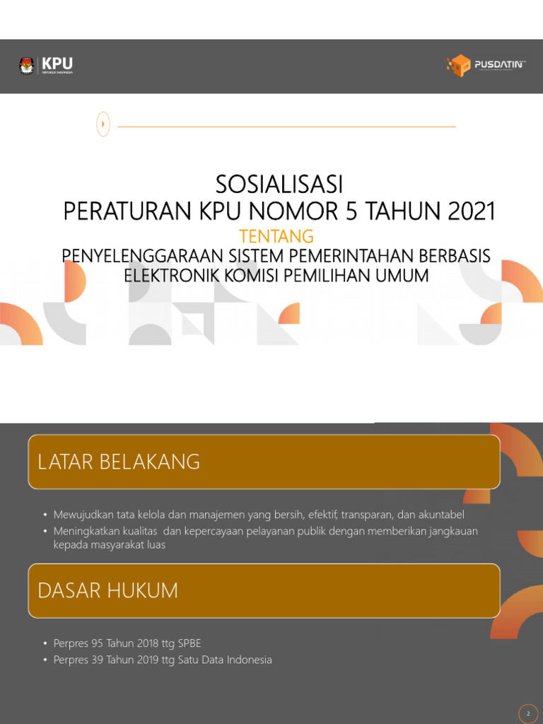 Sosialisasi PKPU 5/2021 SPBE KPU | PDF