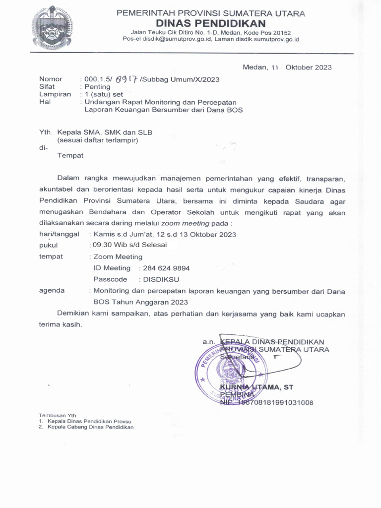 Undangan Rapat Zoom - Percepatan Laporan Keuangan | PDF