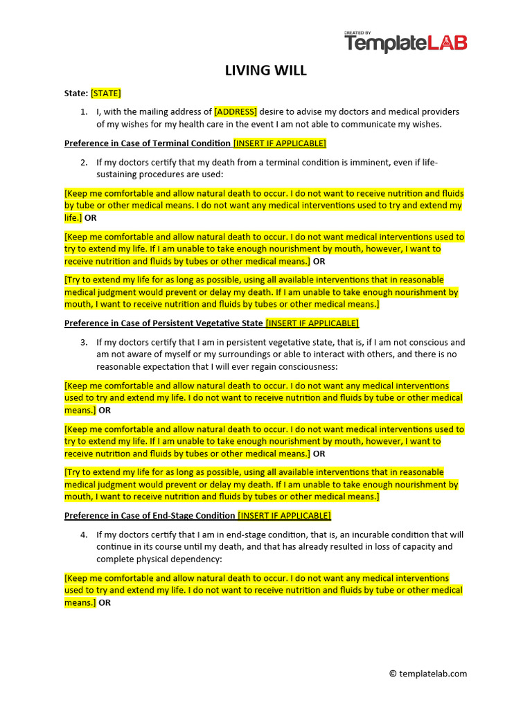 Free Will Pdf Template
