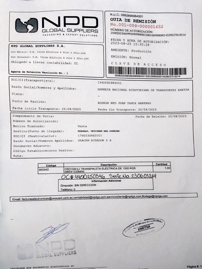 Transporte y Rutas de ENETSA | PDF