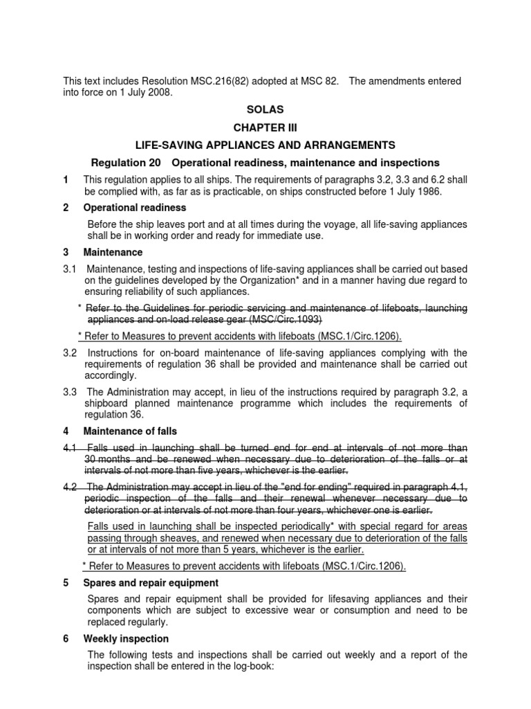 SOLAS Chapter III: Lifesaving Regulations | PDF | Watercraft | Ships