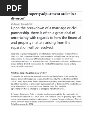 property adjustment order